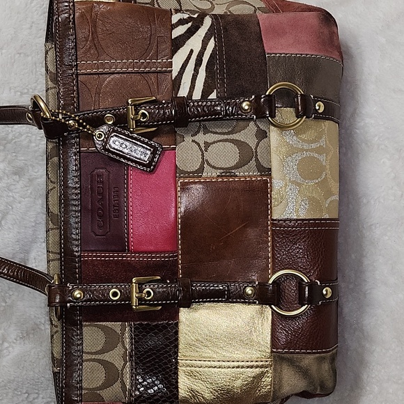 Coach Y2k  Legacy Limited Edition Holiday Patchwork Gallery tote bag Multi Color - Picture 12 of 16